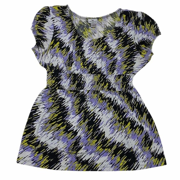 WORTHINGTON Stretch Abstract Short Sleeve Blouse - Picture 5 of 11